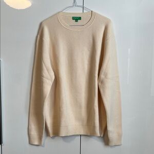 NWOT United Colors Of Benetton Oversized Cream Crewneck Sweater, Size XL